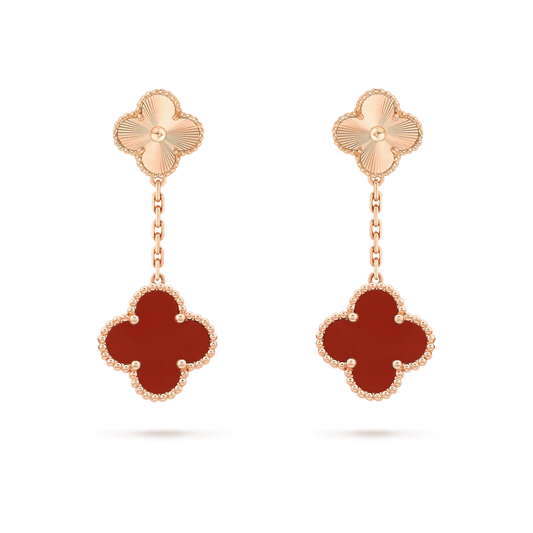 [Grace Jewelry]CLOVER 2 MOTIF  LASER CARNELIAN EARRINGS