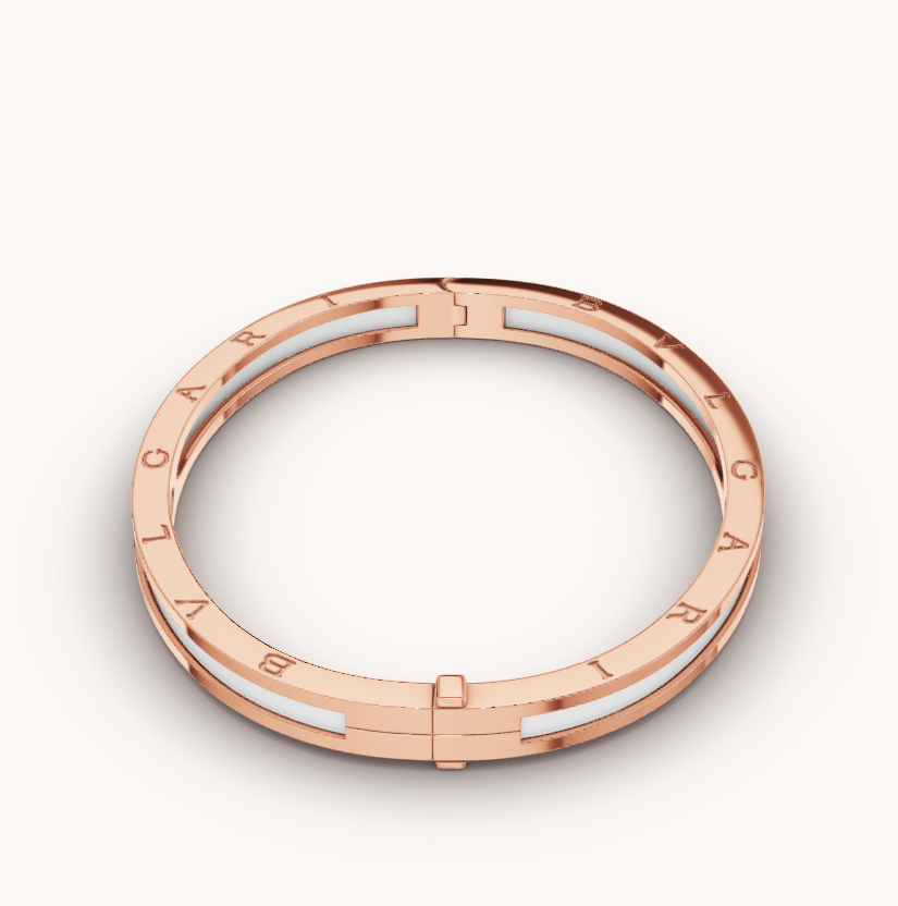 [Grace Jewelry]ZERO 1 PINK GOLD WITH WHITE CERAMIC BRACELET