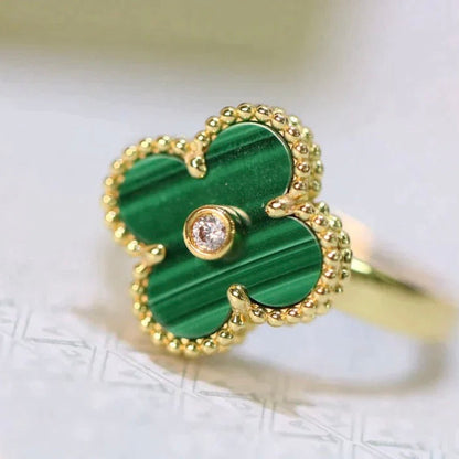 [Grace Jewelry]CLOVER MALACHITE RING GOLD DIAMOND