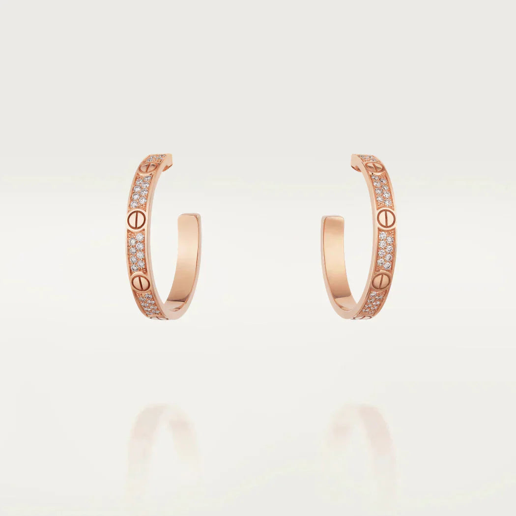 [Grace Jewelry]LOVE DIAMOND PINK GOLD HOOP EARRINGS