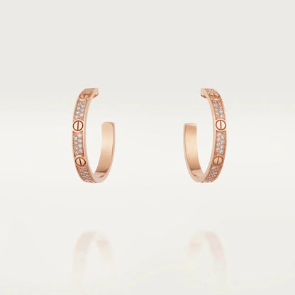 [Grace Jewelry]LOVE DIAMOND PINK GOLD HOOP EARRINGS