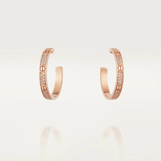 [Grace Jewelry]LOVE DIAMOND PINK GOLD HOOP EARRINGS