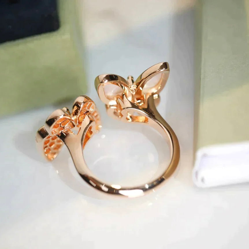 [Grace Jewelry]TWIN BUTTERFLY DIAMOND MOP RING