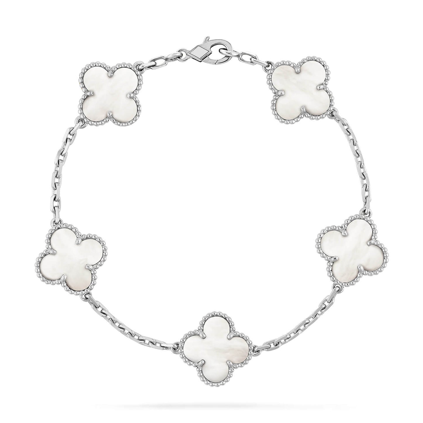 [Grace Jewelry]CLOVER SILVER MOP 5 MOTIF BRACELET