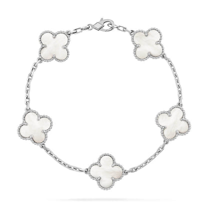 [Grace Jewelry]CLOVER SILVER MOP 5 MOTIF BRACELET