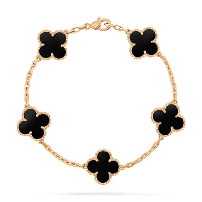 [Grace Jewelry]CLOVER  5 MOTIFS BLACK ONYX BRACELET