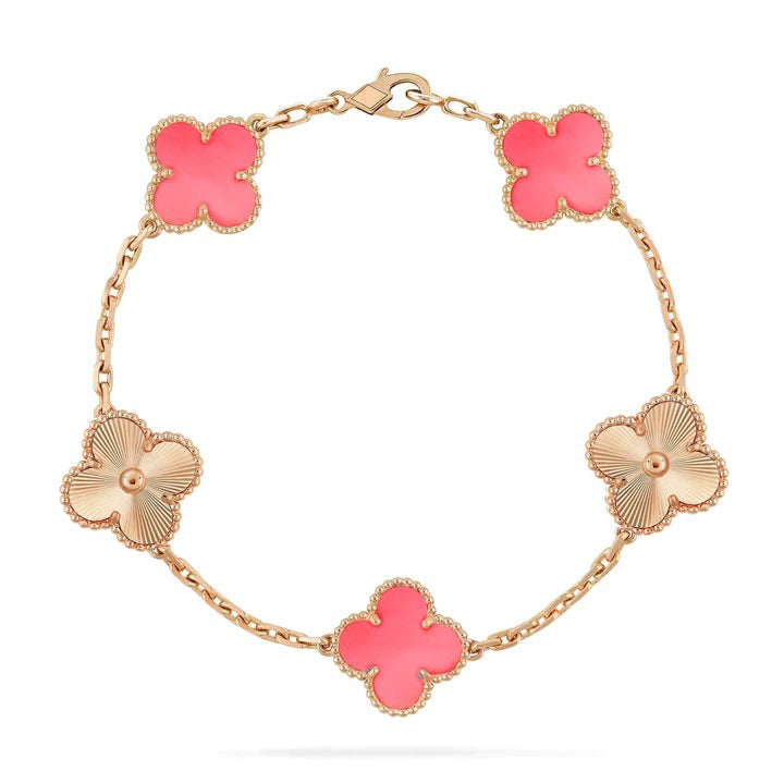 [Grace Jewelry]CLOVER BRACELET 5 MOTIF PINK AND PINK GOLD