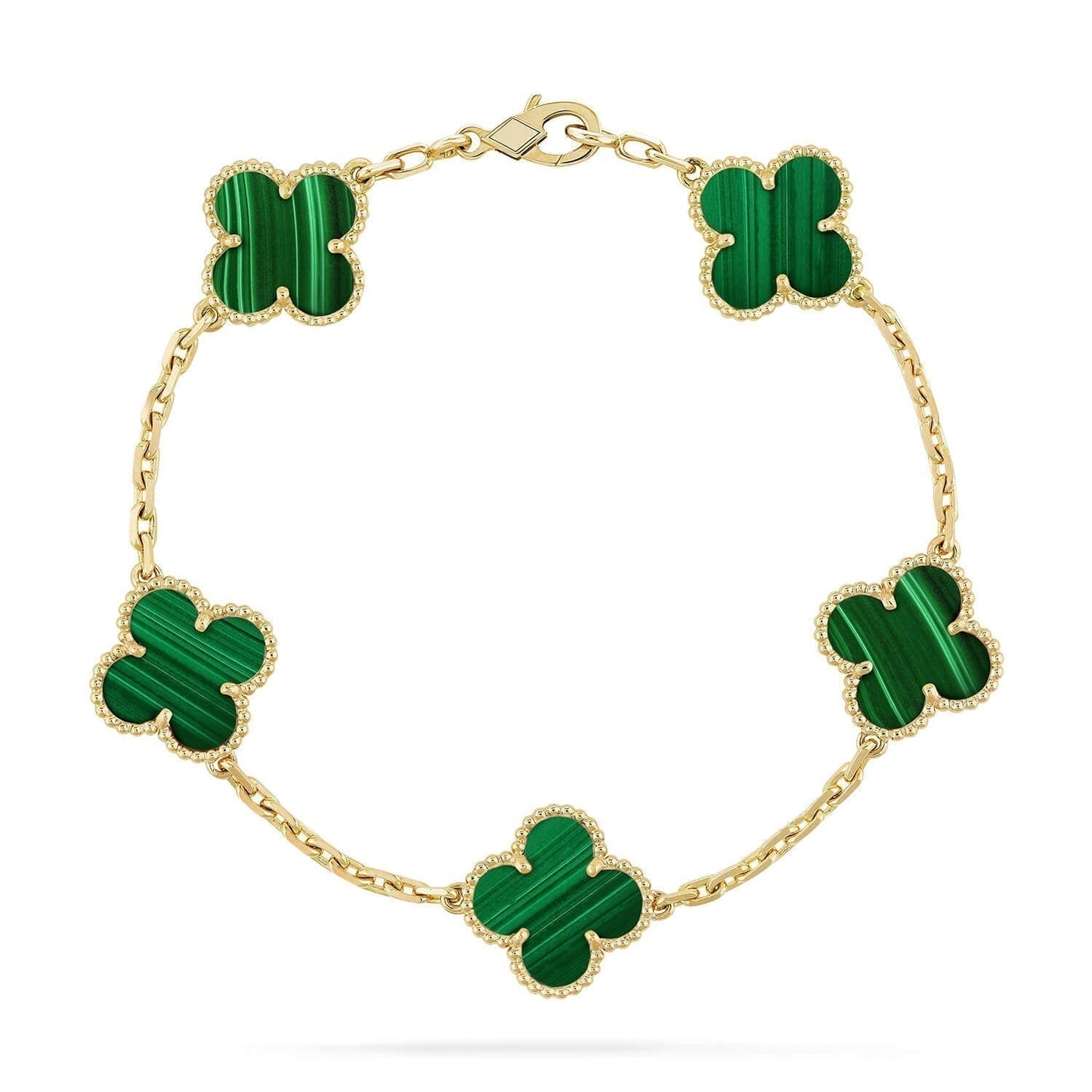 [Grace Jewelry]CLOVER 5 MOTIFS MALACHITE BRACELET