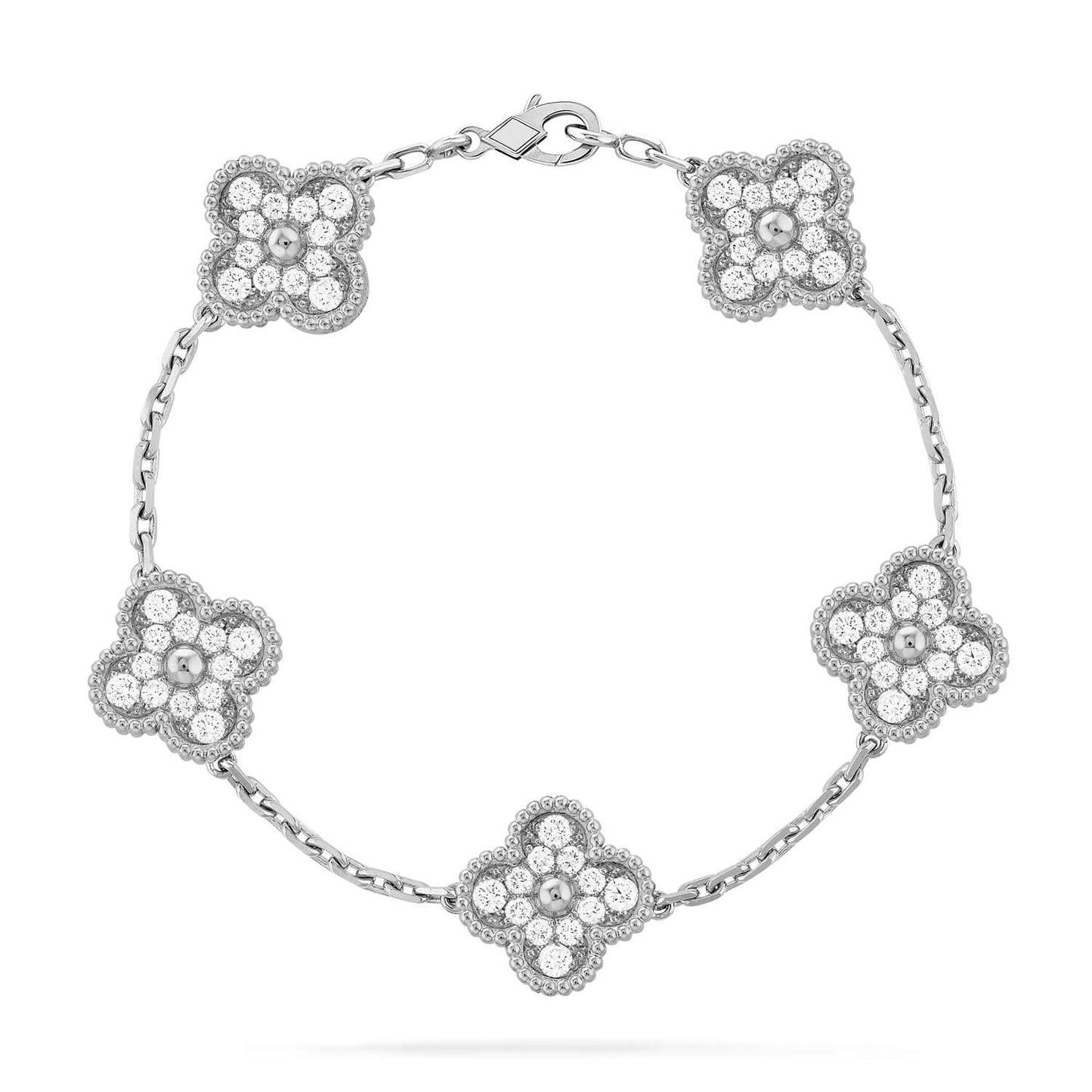 [Grace Jewelry]CLOVER 5 MOTIFS  DIAMOND BRACELET SILVER