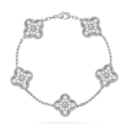 [Grace Jewelry]CLOVER 5 MOTIFS  DIAMOND BRACELET SILVER