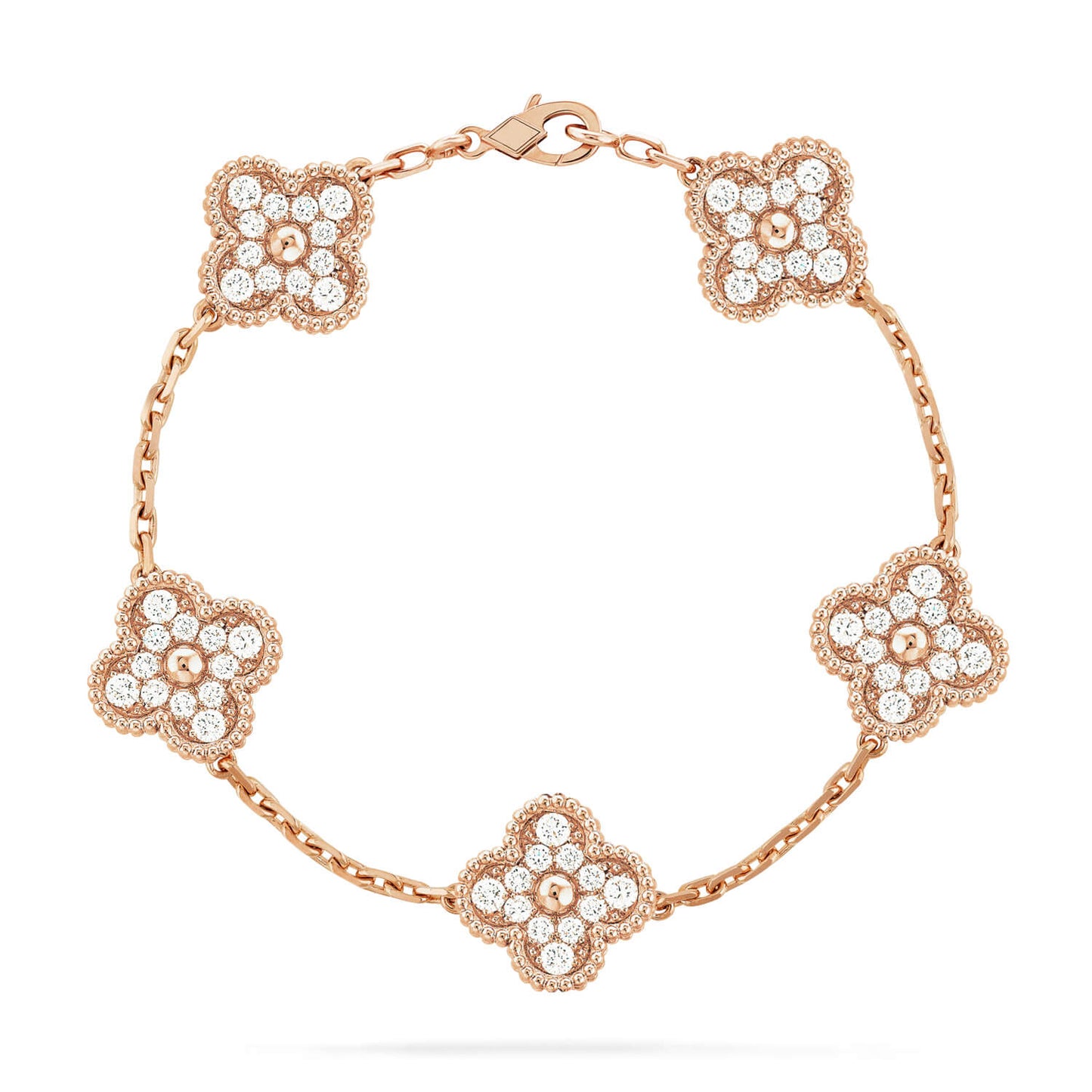 [Grace Jewelry]CLOVER 5 MOTIFS  FULL DIAMOND BRACELET