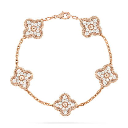 [Grace Jewelry]CLOVER 5 MOTIFS  FULL DIAMOND BRACELET