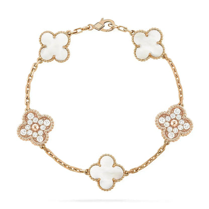 [Grace Jewelry]CLOVER BRACELET 5 MOTIF WHITE MOP DIAMOND