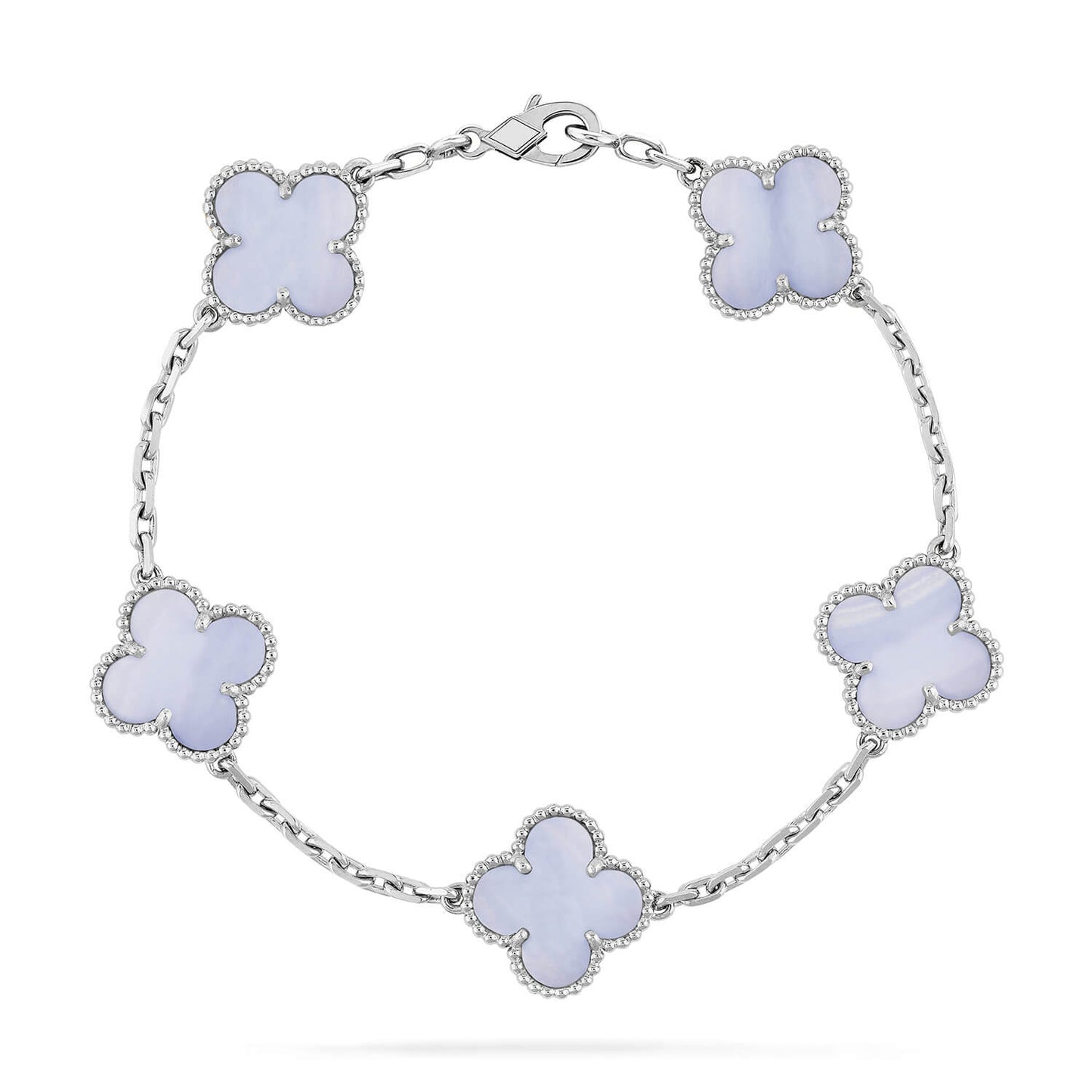 [Grace Jewelry]CLOVER  5 MOTIF PURPLE CHALCEDONY BRACELET SILVER