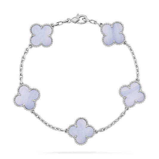 [Grace Jewelry]CLOVER  5 MOTIF PURPLE CHALCEDONY BRACELET SILVER