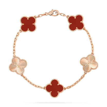 [Grace Jewelry]CLOVER  5 MOTIFS CARNELIAN GOLD BRACELET