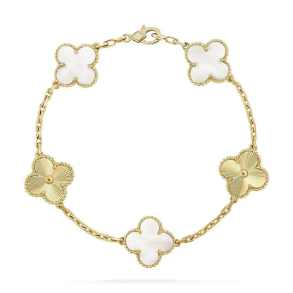 [Grace Jewelry]CLOVER BRACELET 5 MOTIF WHITE MOP PINK GOLD