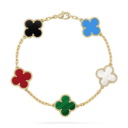 [Grace Jewelry]CLOVER 5 MOTIFS MULTICOLOR  BRACELET