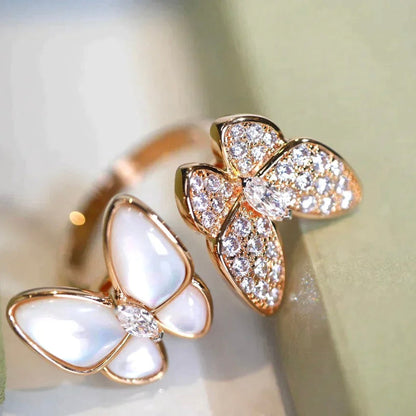 [Grace Jewelry]TWIN BUTTERFLY DIAMOND MOP RING