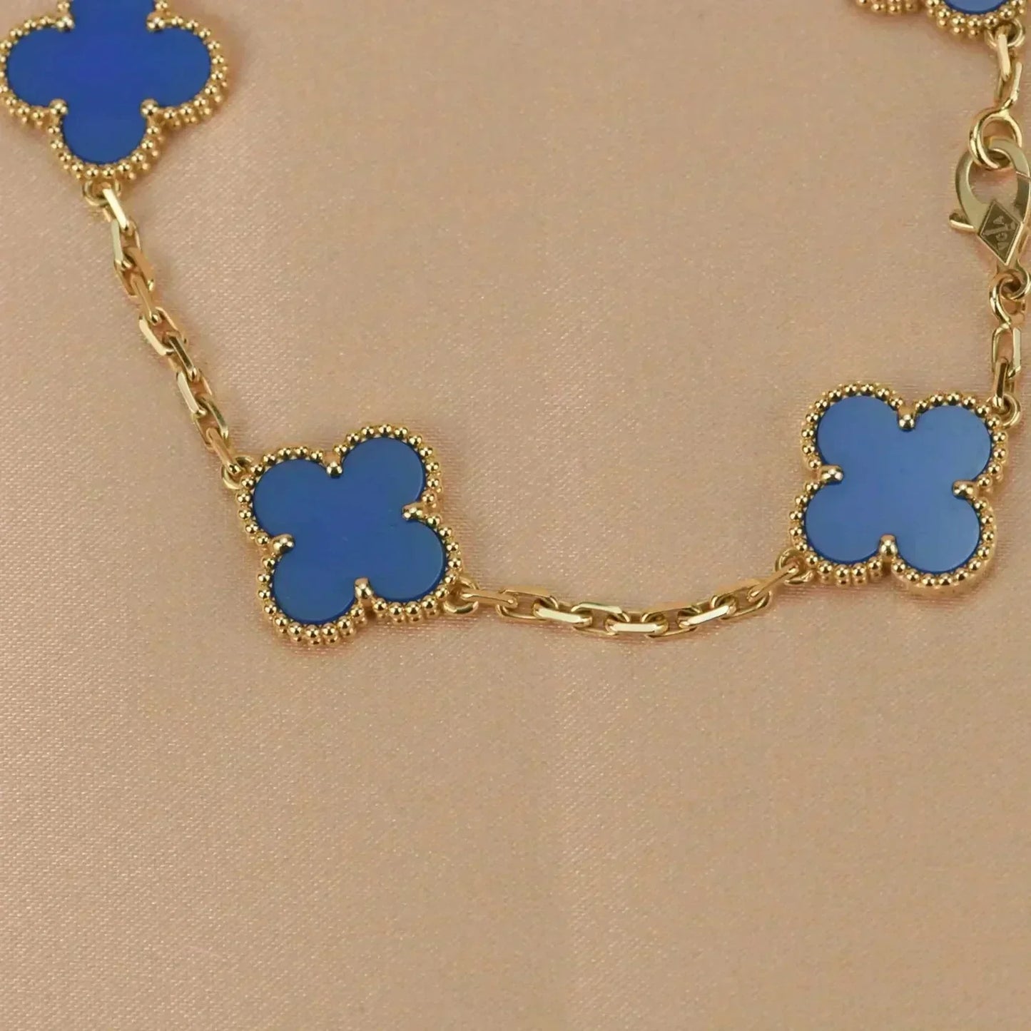 [Grace Jewelry]CLOVER 5 MOTIFS BLUE AGATE BRACELET