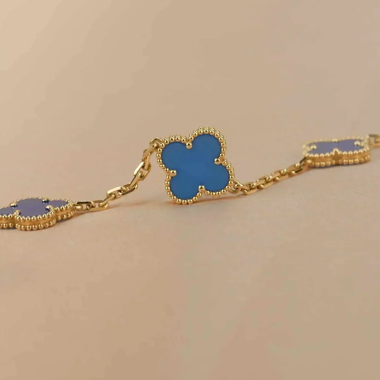 [Grace Jewelry]CLOVER 5 MOTIFS BLUE AGATE BRACELET