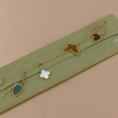 [Grace Jewelry]LUCKY SPRING 5 MOTIF GOLD BRACELET