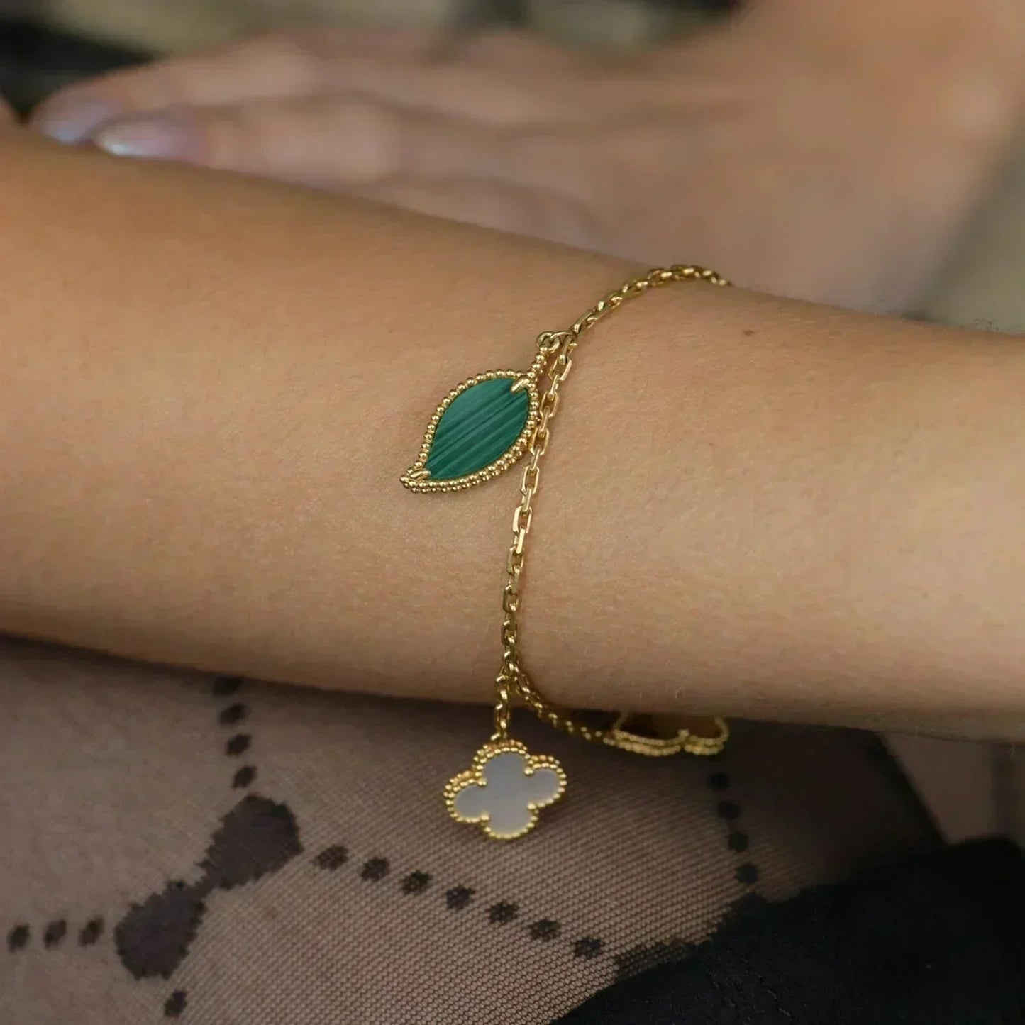 [Grace Jewelry]LUCKY SPRING 5 MOTIF GOLD BRACELET