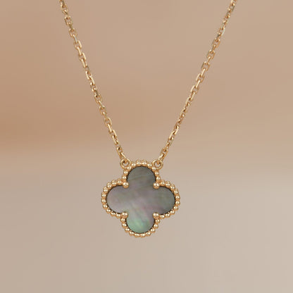 [Grace Jewelry]CLOVER 15MM  GRAY MOTHER OF PEARL NECKLACE