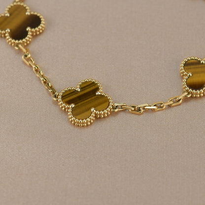 [Grace Jewelry]CLOVER  5 MOTIFS TIGER EYE BRACELET