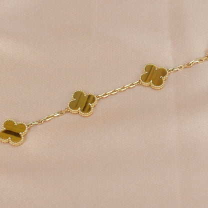 [Grace Jewelry]CLOVER  5 MOTIFS TIGER EYE BRACELET