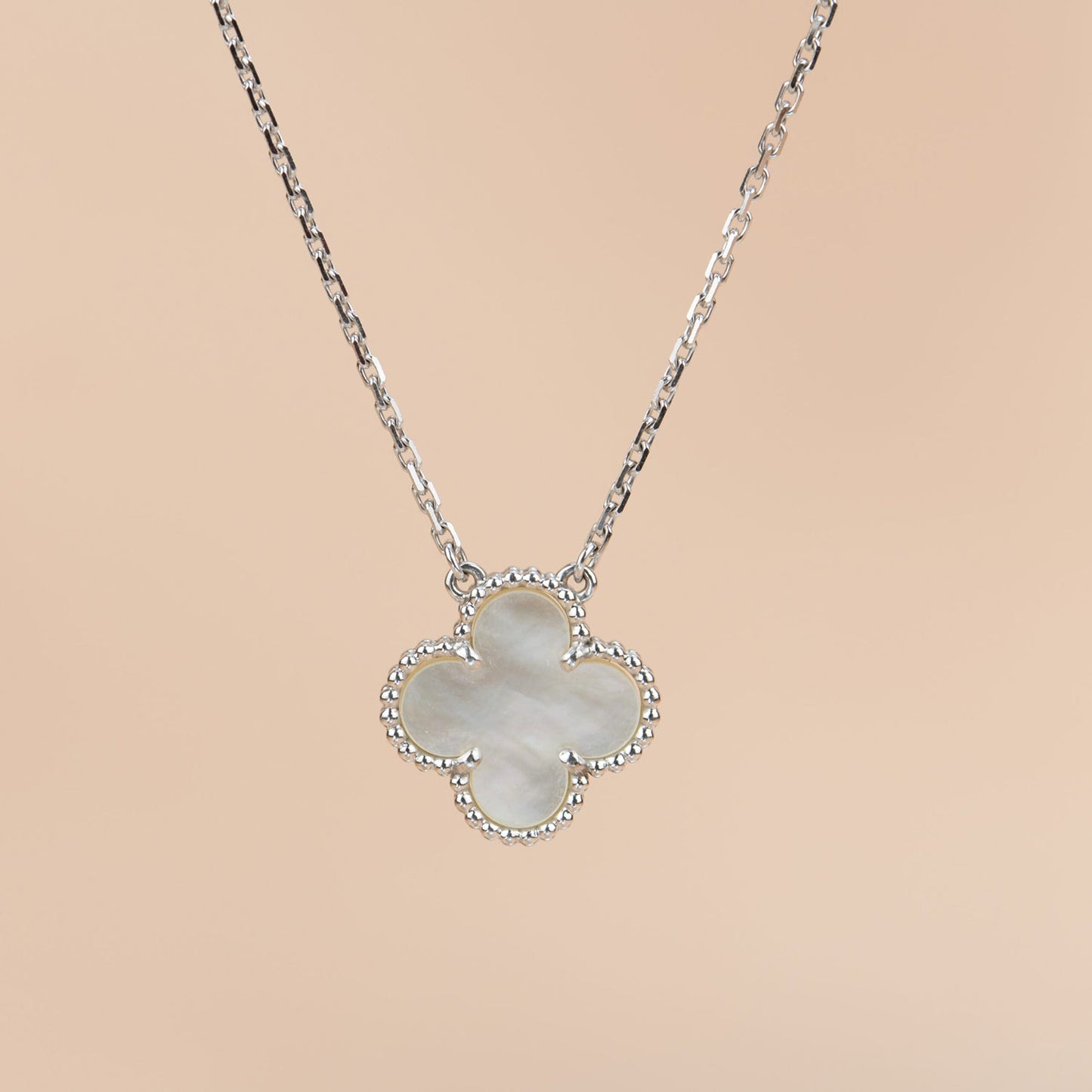 [Grace Jewelry]CLOVER  15MM WHITE MOTHER-OF-PEARL SILVER