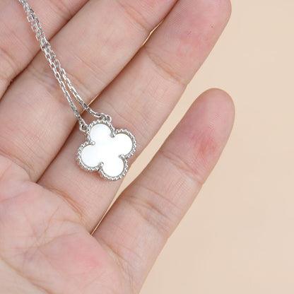 [Grace Jewelry]CLOVER  15MM WHITE MOTHER-OF-PEARL SILVER