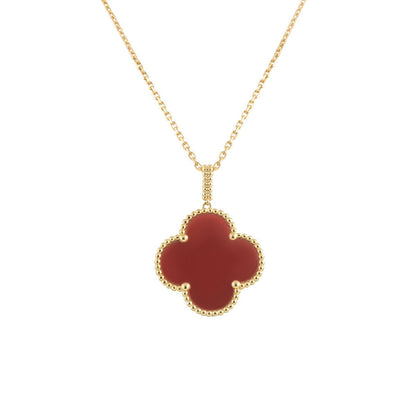 [Grace Jewelry]CLOVER 25MM NECKLACE GOLD CARNELIAN