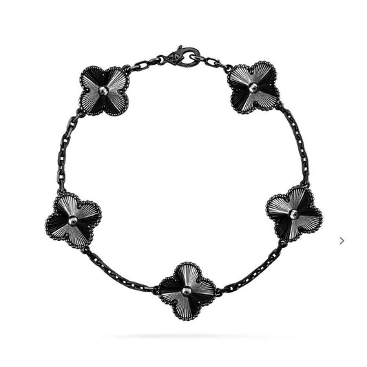 [Grace Jewelry]CLOVER 5 MOTIF BLACK BRACELET