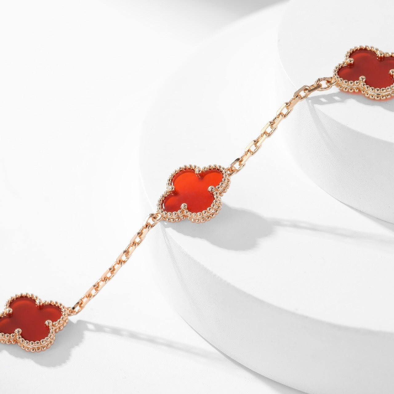 [Grace Jewelry]CLOVER 10 MOTIFS CARNELIAN NECKLACE