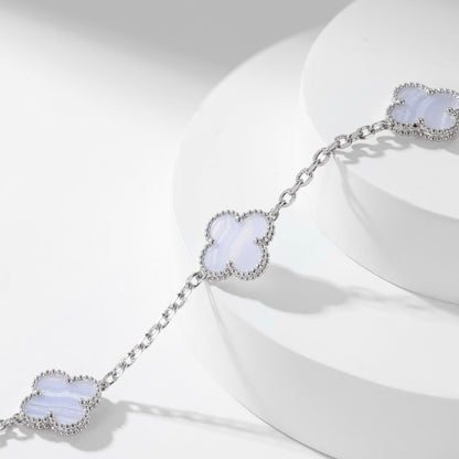 [Grace Jewelry]CLOVER 10 MOTIFS PURPLE CHALCEDONY NECKLACE