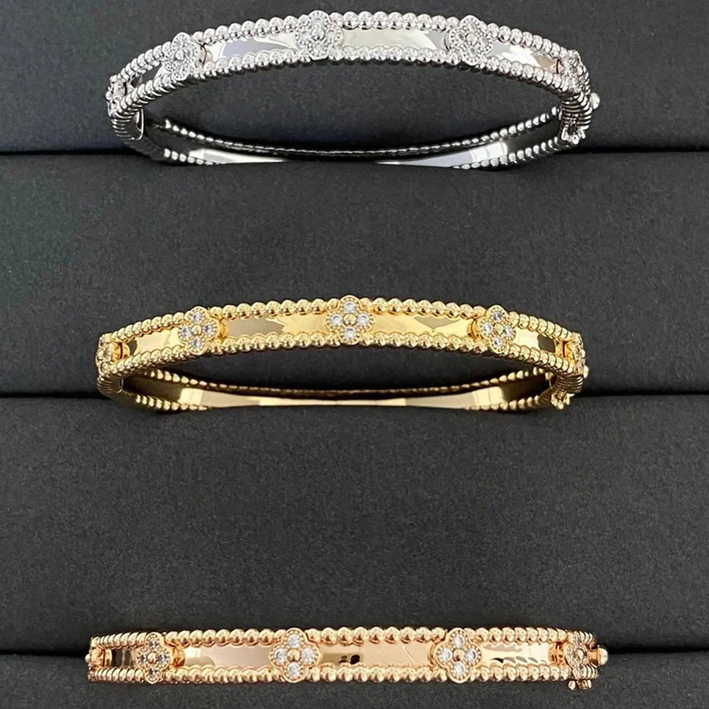 [Grace Jewelry]CLOVER BRACELET 4MM DIAMONDS