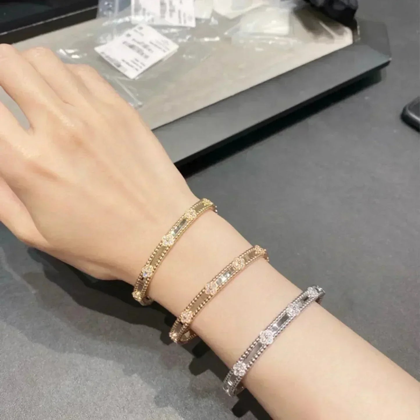 [Grace Jewelry]CLOVER BRACELET 4MM DIAMONDS