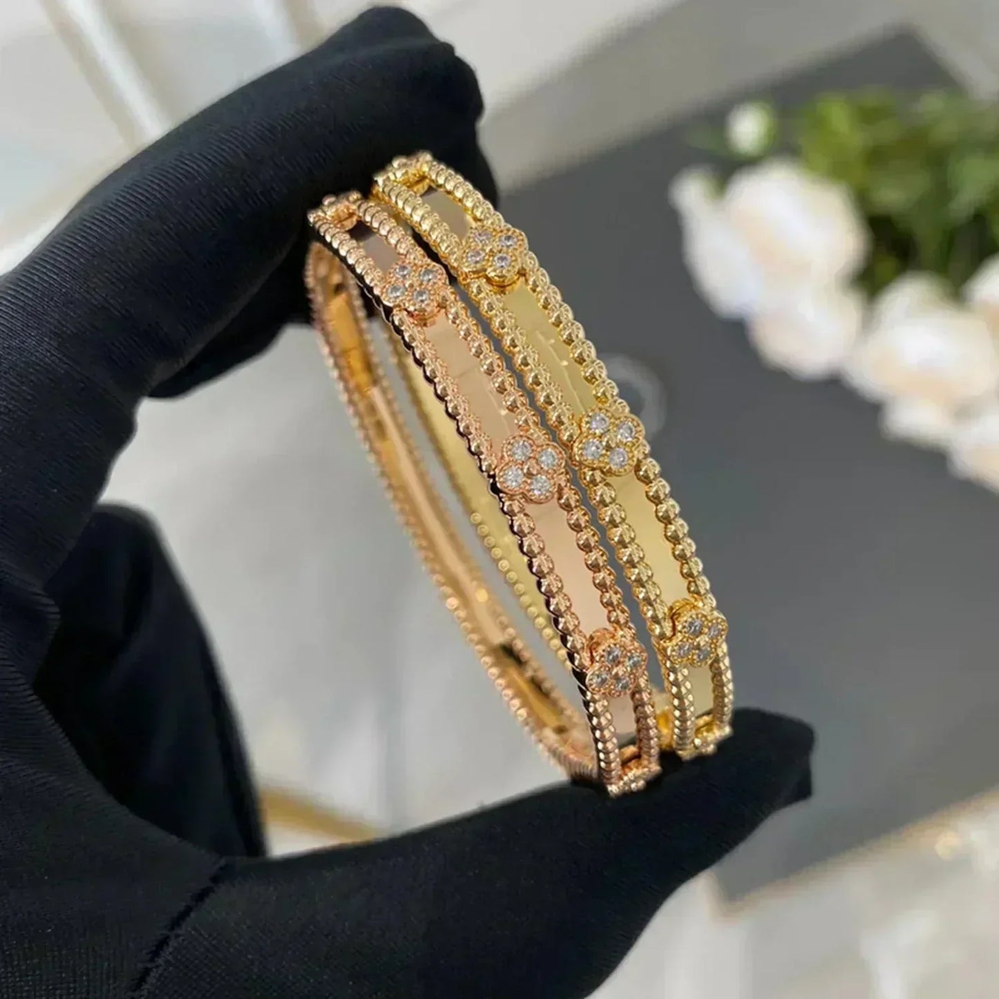 [Grace Jewelry]CLOVER BRACELET 4MM DIAMONDS