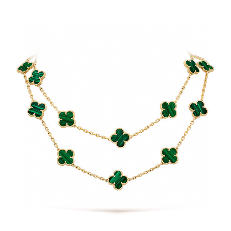 [Grace Jewelry]CLOVER 20 MOTIFS MALACHITE GOLD