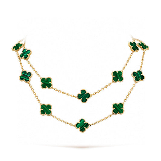 [Grace Jewelry]CLOVER 20 MOTIFS MALACHITE GOLD