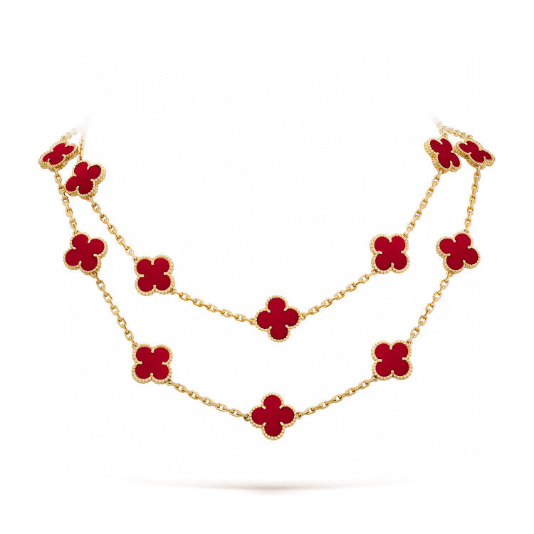 [Grace Jewelry]CLOVER 20 MOTIFS CARNELIAN NECKLACE