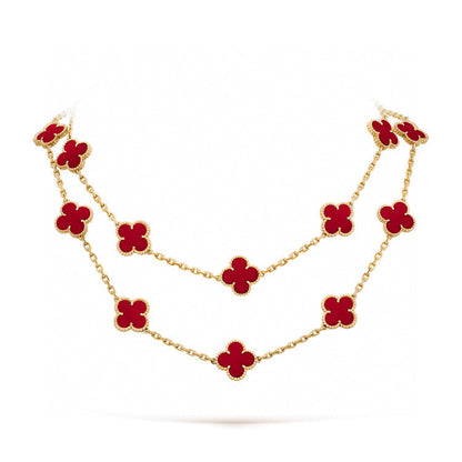 [Grace Jewelry]CLOVER 20 MOTIFS CARNELIAN NECKLACE