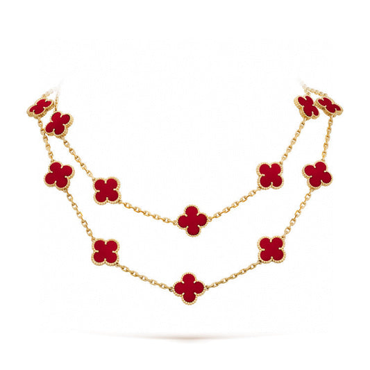 [Grace Jewelry]CLOVER 20 MOTIFS CARNELIAN NECKLACE