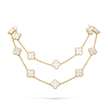 [Grace Jewelry]CLOVER 20 MOTIFS WHITE MOP NECKLACE