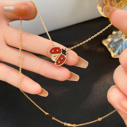 [Grace Jewelry]LUCKY  CARNELIANS LADYBUG NECKLACE