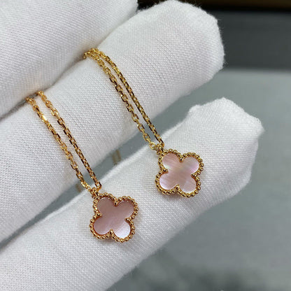 [Grace Jewelry]CLOVER 15MM PINK MOTHER-OF-PEARL SINGLE FLOWER NECKLACE