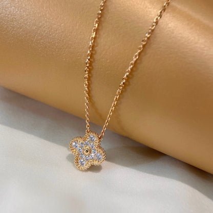 [Grace Jewelry]CLOVER 15MM DIAMOND SINGLE FLOWER NECKLACE