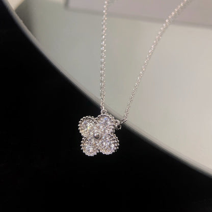 [Grace Jewelry]CLOVER 15MM DIAMOND SINGLE FLOWER NECKLACE