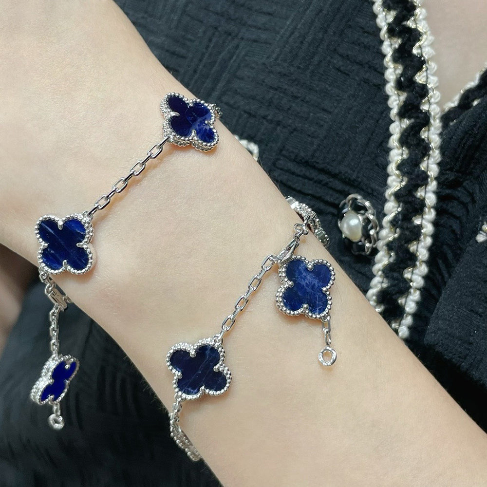 [Grace Jewelry]CLOVER 5 MOTIF PIETERSITE SILVER BRACELET